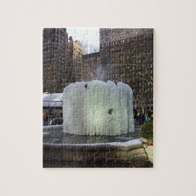 Bryant Park NYC Frozen Fountain Christmas Photo Jigsaw Puzzle (Vertical)