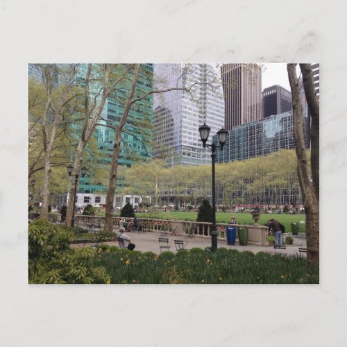 Bryant Park NYC New York City Manhattan Springtime Postcard