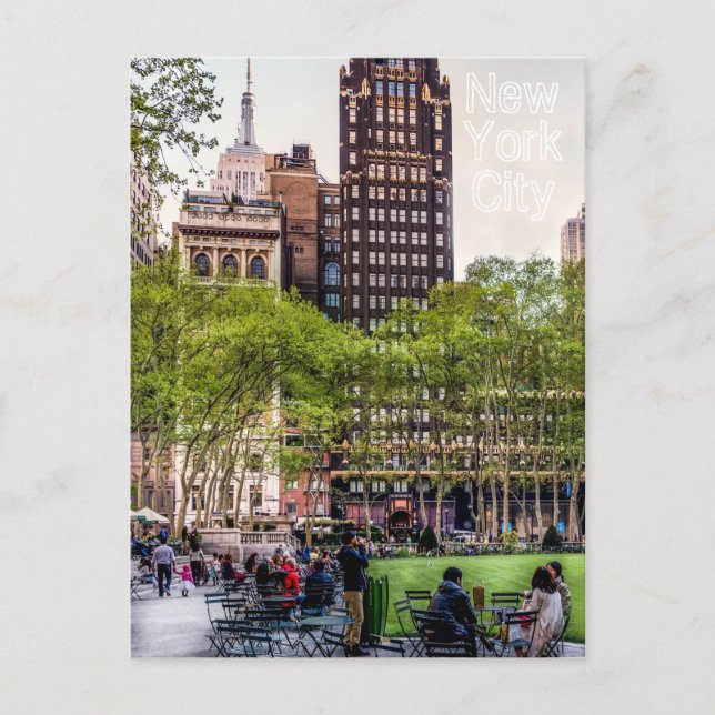 Bryant Park , NYC Postcard (Front)