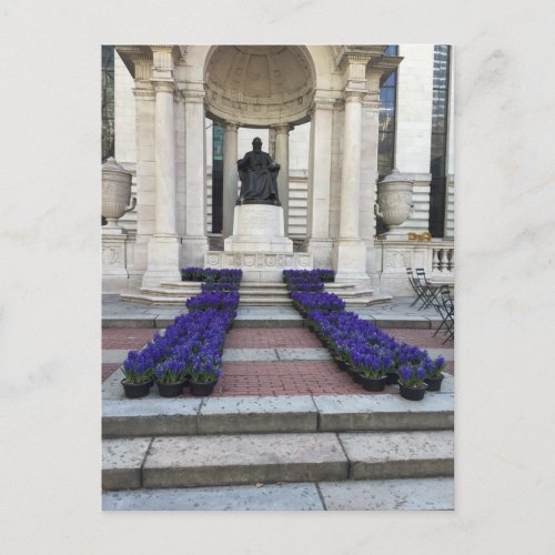 Bryant Park Statue Spring Flowers New York City NY Postcard