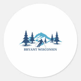 Bryant Wisconsin Ski Resort Skiing Skier Classic Round Sticker