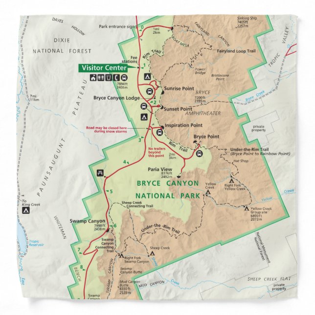 Bryce Canyon map bandana (Front)