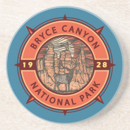 Bryce Canyon National Park Elk Retro Compass Coaster