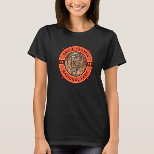 Bryce Canyon National Park Elk Retro Compass Emble T_Shirt