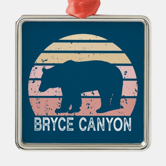 Bryce Canyon National Park Retro Bear Metal Ornament (Front)