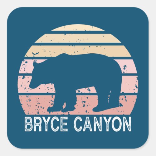Bryce Canyon National Park Retro Bear Square Sticker