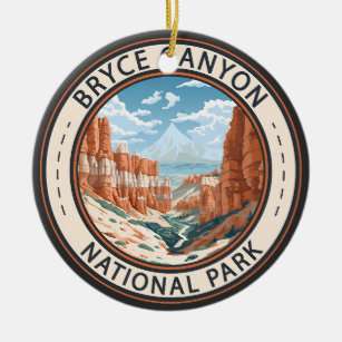 Bryce Canyon National Park Trail Illustration Art Ceramic Ornament