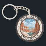 Bryce Canyon National Park Trail Illustration Art Keychain<br><div class="desc">Bryce Canyon vector artwork design. The park is a sprawling reserve in southern Utah,  known for crimson-colored hoodoos,  which are spire-shaped rock formations.</div>