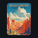 Bryce Canyon National Park Travel Art Vintage Magnet<br><div class="desc">Bryce Canyon vector artwork design. The park is a sprawling reserve in southern Utah,  known for crimson-colored hoodoos,  which are spire-shaped rock formations.</div>