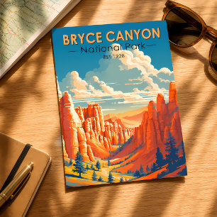 Bryce Canyon National Park Travel Art Vintage Postcard