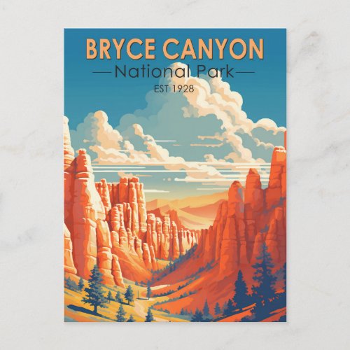 Bryce Canyon National Park Travel Art Vintage Postcard
