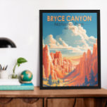 Bryce Canyon National Park Travel Art Vintage Poster<br><div class="desc">Bryce Canyon vector artwork design. The park is a sprawling reserve in southern Utah,  known for crimson-colored hoodoos,  which are spire-shaped rock formations.</div>