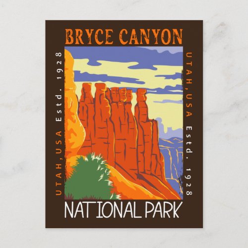  Bryce Canyon National Park Utah Distressed Postcard
