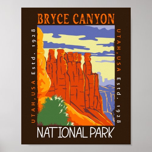 Bryce Canyon National Park Utah Distressed  Poster