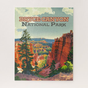 Bryce Canyon National Park Utah Hoodoo Retro Jigsaw Puzzle