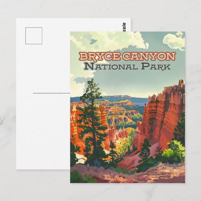 Bryce Canyon National Park Utah Hoodoo Retro Postcard (Front/Back)