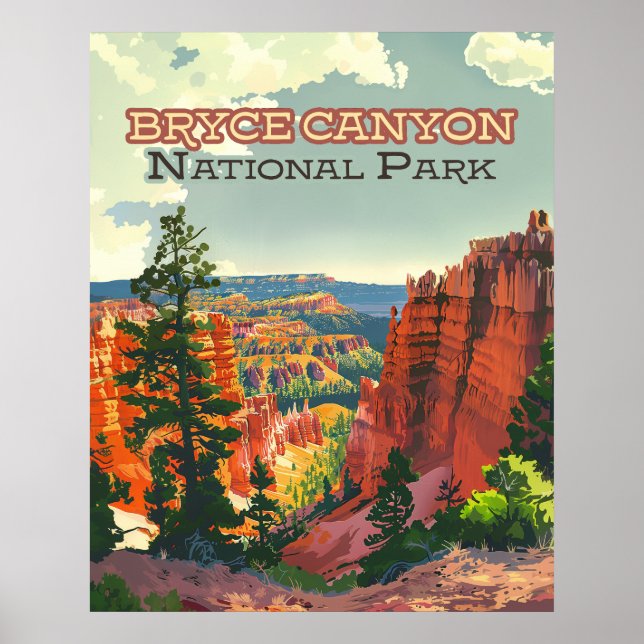 Bryce Canyon National Park Utah Hoodoo Retro Poster (Front)