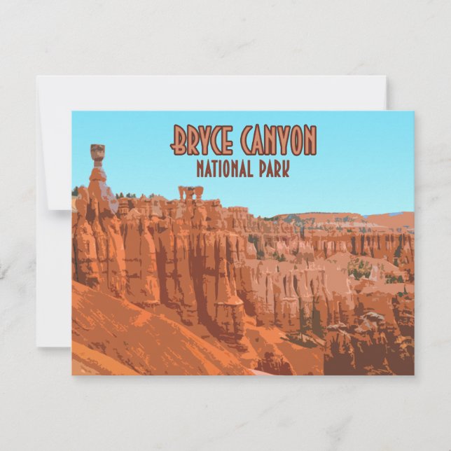 Bryce Canyon National Park Utah Vintage Flat Card (Front)