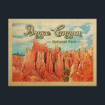 Bryce Canyon National Park Vintage Travel Postcard<br><div class="desc">Vintage travel style Bryce Canyon National Park image featuring the famous tall hoodoos reaching into a puffy blue cloud sky.</div>