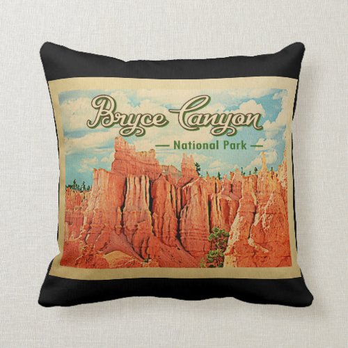Bryce Canyon National Park Vintage Travel Throw Pillow