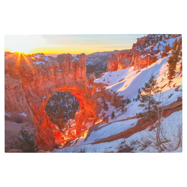 Bryce Canyon Natural Bridge at Sunrise Metal Print (Front)
