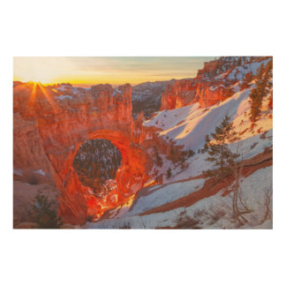 Bryce Canyon Natural Bridge at Winter Sunrise Wood Wall Art