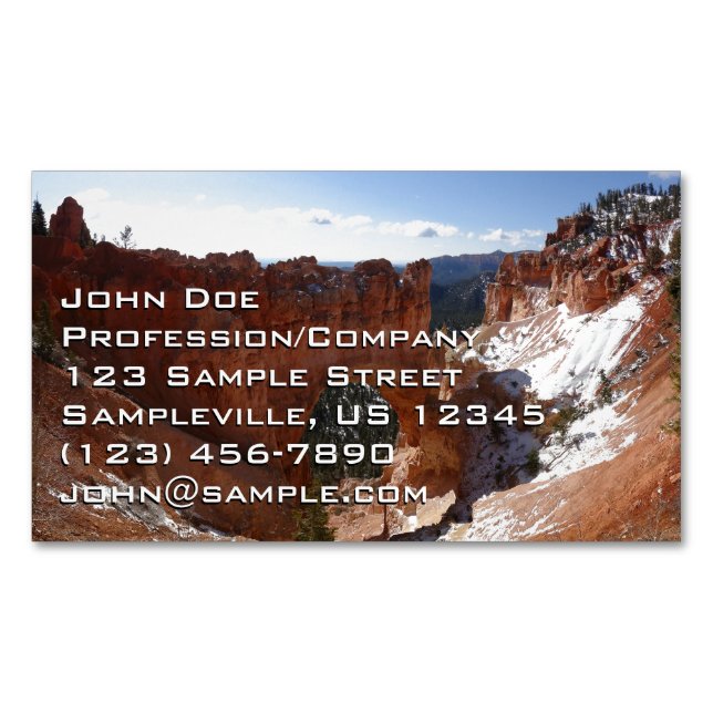 Bryce Canyon Natural Bridge Snowy Landscape Photo Business Card Magnet (Front)