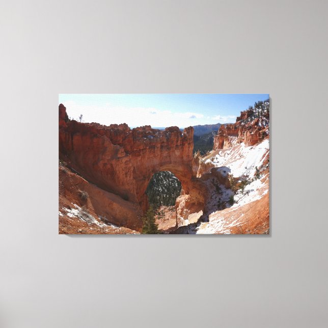 Bryce Canyon Natural Bridge Snowy Landscape Photo Canvas Print (Front)