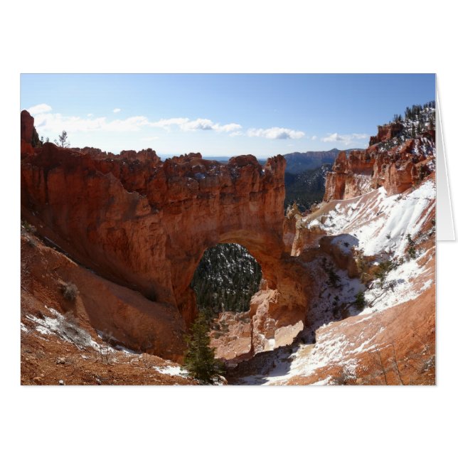 Bryce Canyon Natural Bridge Snowy Landscape Photo Card (Front Horizontal)