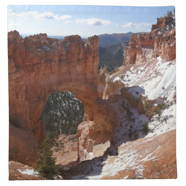 Bryce Canyon Natural Bridge Snowy Landscape Photo Cloth Napkin (Front)