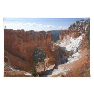 Bryce Canyon Natural Bridge Snowy Landscape Photo Cloth Placemat