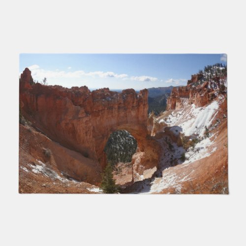 Bryce Canyon Natural Bridge Snowy Landscape Photo Doormat