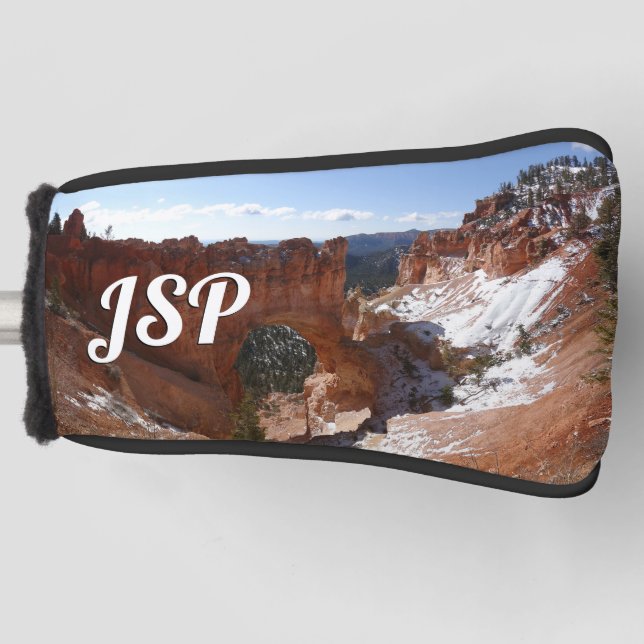 Bryce Canyon Natural Bridge Snowy Landscape Photo Golf Head Cover (Front)