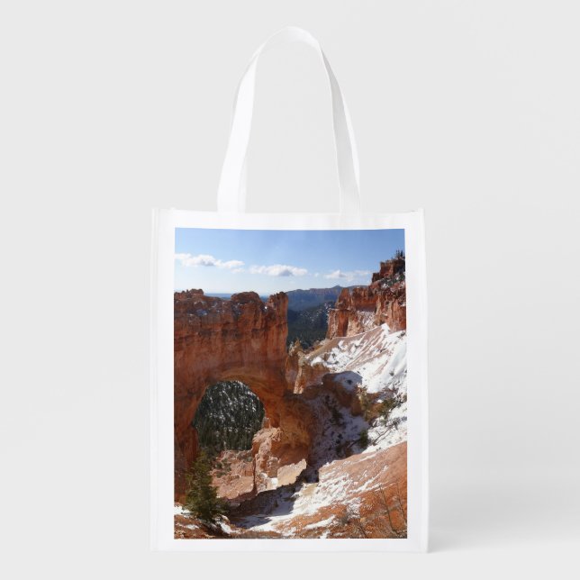 Bryce Canyon Natural Bridge Snowy Landscape Photo Grocery Bag (Front)