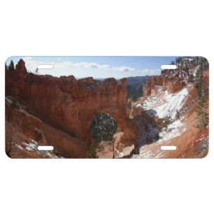 Bryce Canyon Natural Bridge Snowy Landscape Photo License Plate