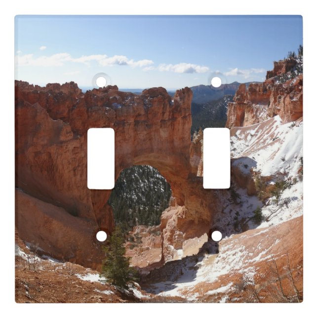 Bryce Canyon Natural Bridge Snowy Landscape Photo Light Switch Cover (Front)