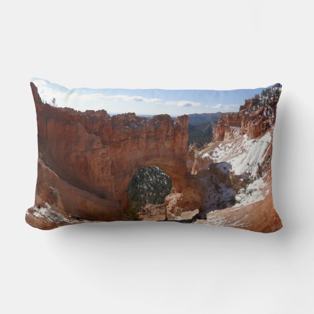 Bryce Canyon Natural Bridge Snowy Landscape Photo Lumbar Pillow (Front)