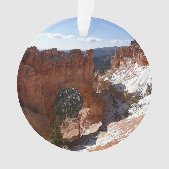 Bryce Canyon Natural Bridge Snowy Landscape Photo Ornament (Front)