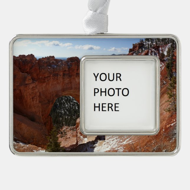 Bryce Canyon Natural Bridge Snowy Landscape Photo Ornament (Front)