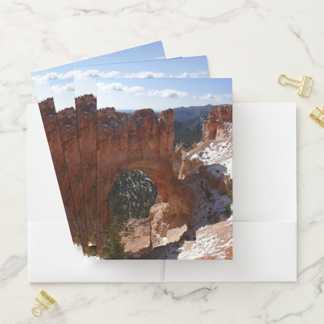 Bryce Canyon Natural Bridge Snowy Landscape Photo Pocket Folder (In Situ)