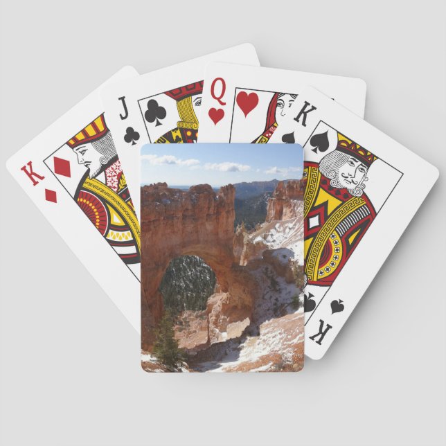 Bryce Canyon Natural Bridge Snowy Landscape Photo Poker Cards (Back)