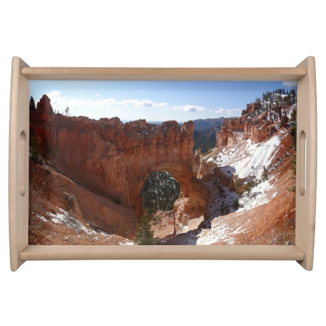 Bryce Canyon Natural Bridge Snowy Landscape Photo Serving Tray (Front)
