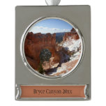 Bryce Canyon Natural Bridge Snowy Landscape Photo Silver Plated Banner Ornament