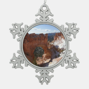 Bryce Canyon Natural Bridge Snowy Landscape Photo Snowflake Pewter Christmas Ornament