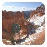 Bryce Canyon Natural Bridge Snowy Landscape Photo Square Sticker