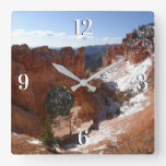 Bryce Canyon Natural Bridge Snowy Landscape Photo Square Wall Clock