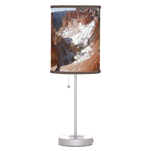Bryce Canyon Natural Bridge Snowy Landscape Photo Table Lamp (Right)