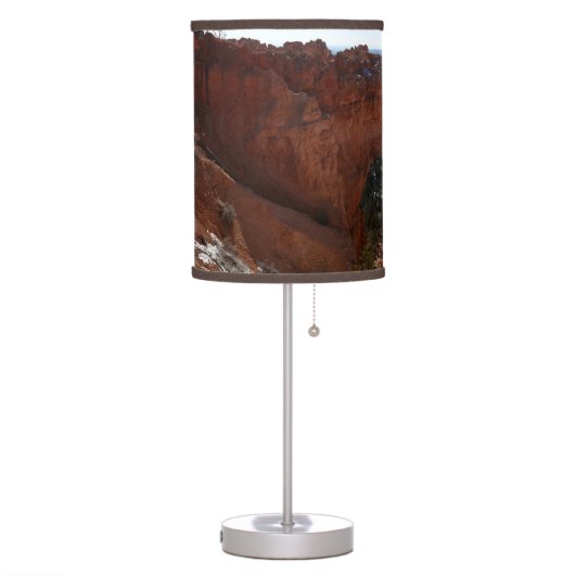 Bryce Canyon Natural Bridge Snowy Landscape Photo Table Lamp (Left)
