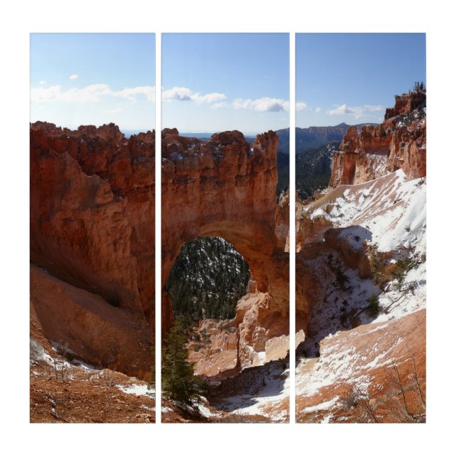 Bryce Canyon Natural Bridge Snowy Landscape Photo Triptych (Front)