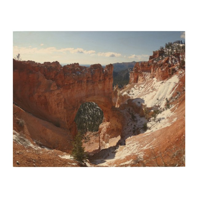Bryce Canyon Natural Bridge Snowy Landscape Photo Wood Wall Art (Front)